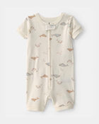 Baby Whale 100% Cotton 1-Piece Romper Pyjama - Ivory, image 1 of 3 slides