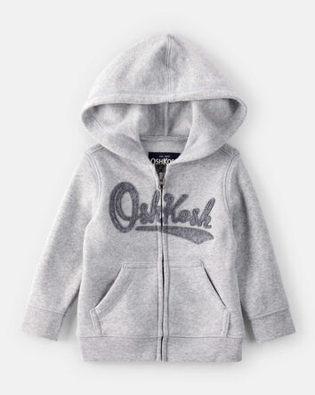 Baby Boy OshKosh Fleece  Logo Zip Jacket - Grey, 