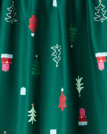 Girls 2-Piece Green Trees Long-Sleeve Loose Fit Night Gown & Matching Doll Gown - Green, 