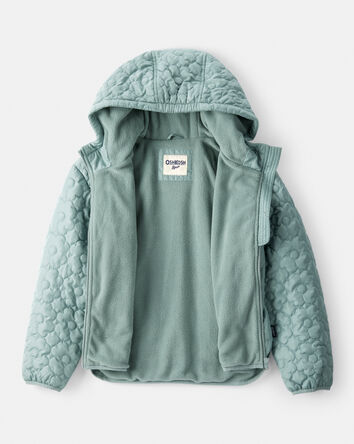 Girls Flowers Long-Sleeve Midweight Quilted Jacket - Green, 