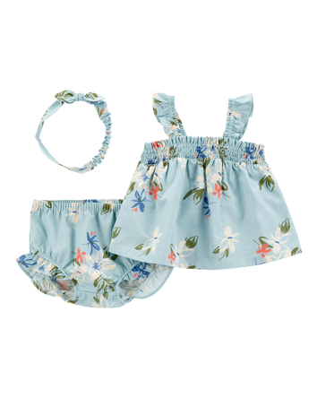 Baby 3-Piece Floral Tank & Short Set, 