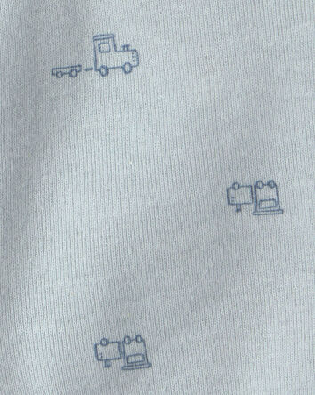 Baby Boy Train Side-Snap Tank - Blue, 