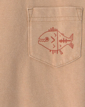 Tout-petit gar&ccedil;on - T-shirt &agrave; imprim&eacute; de poisson sur la poche - Brun, 
