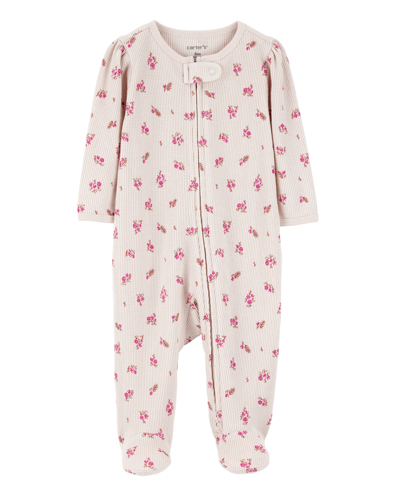 Baby Floral 2-Way Zip Thermal Sleeper Pyjamas, image 1 of 3 slides
