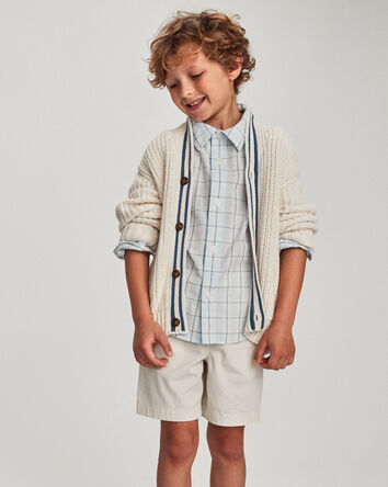 Boys Striped Cardigan Sweater - Cream, 