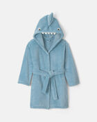 Toddler Shark Hooded Fleece Robe - Blue, image 1 of 3 slides