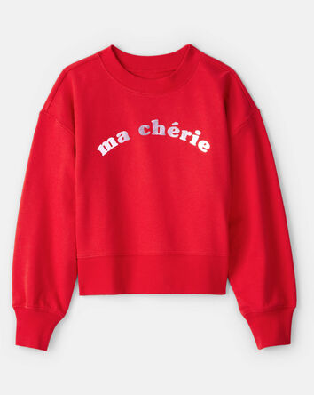 Girls Ma Chérie French Terry Long-Sleeve Top - Red, 