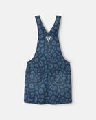 Girls Leopard Denim Skirtall - Dark Wash, image 2 of 5 slides