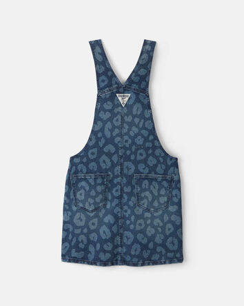 Girls Leopard Denim Skirtall - Dark Wash, 