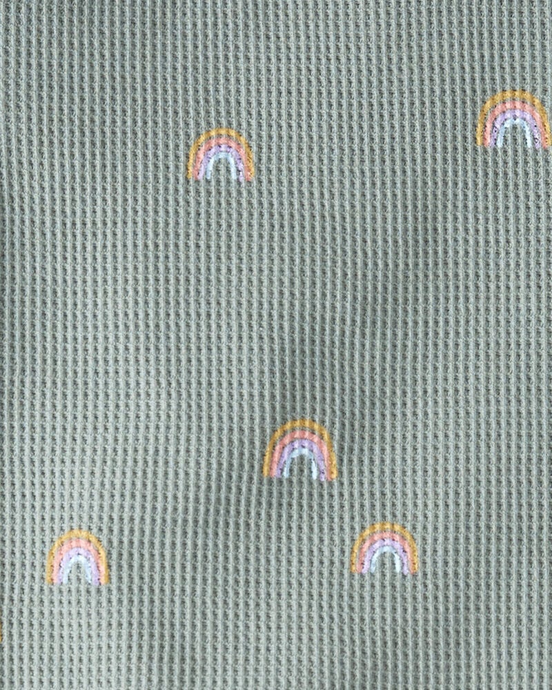 Toddler Waffle Knit Set Made with Organic Cotton in Happy Rainbows, image 3 of 5 slides