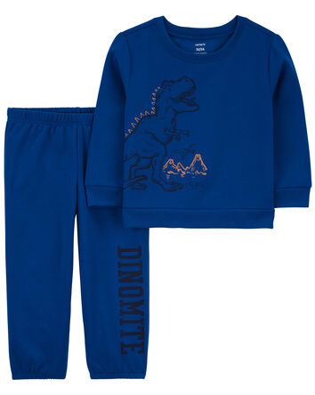 2-Piece Dinosaur Fleece Pajama Set, 