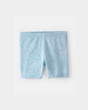 Baby Girl Floral Ladybug Bike Shorts - Blue, 
