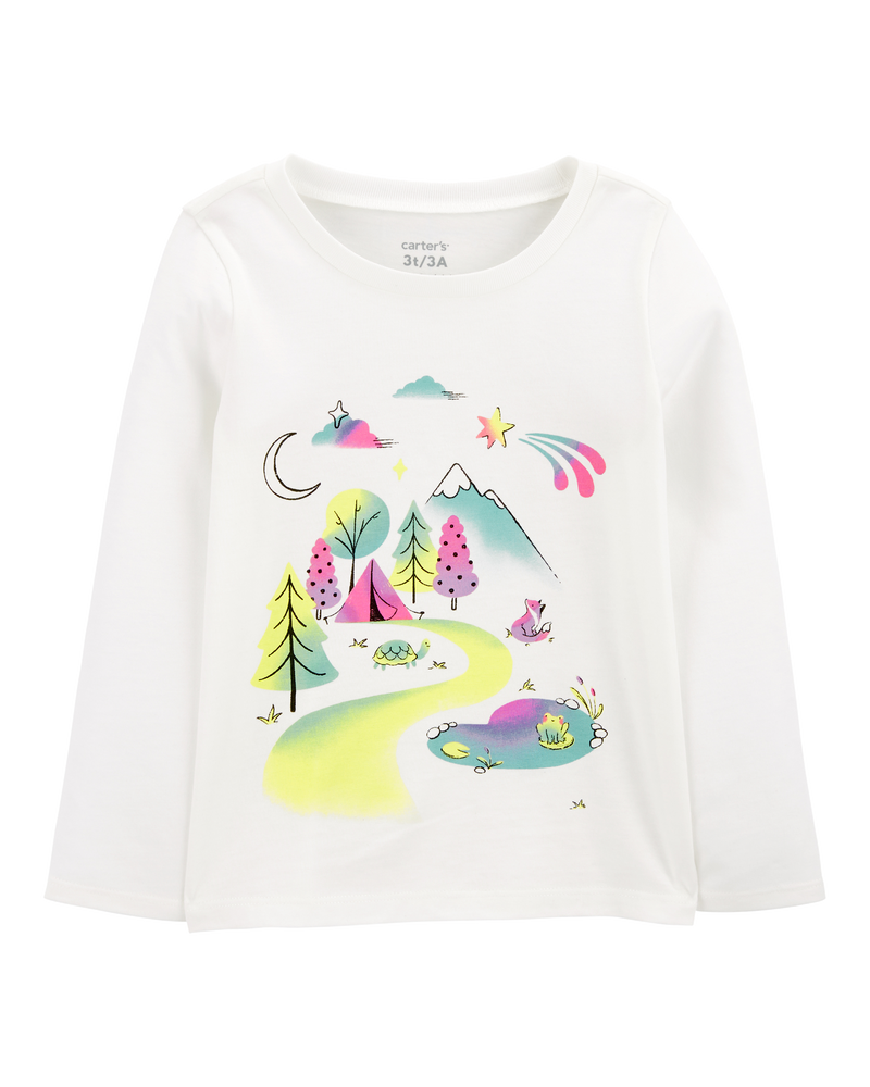 Girls Mountain Scene Cotton Blend Graphic Tee, image 1 of 3 slides