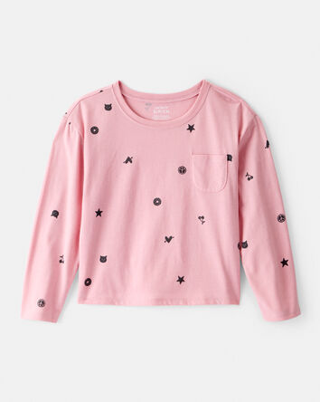 Filles - Haut imprimé à manches longues - Rose, 