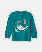 T-shirt manches longues &agrave; imprim&eacute; dinosaure de l&rsquo;espace pour tout-petit - Vert, image 1 sur 2 diapositives