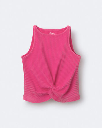 Toddler Girl Tie-Front Ribbed Tank - Hot Pink, 