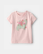 Toddler Girl Dinosaur Floral Graphic Tee - Pink, image 1 of 3 slides