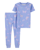 Tout-petit fille - Pyjama 2 pièces en coton ajusté à motifs de papillons, image 1 sur 3 diapositives