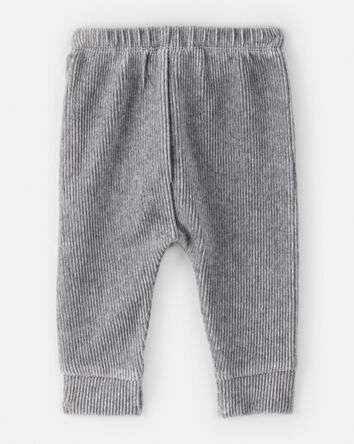 Baby Boy Ribbed Velour Pant - Dark Grey, 