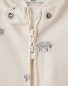 Baby Sheep Print 100% Cotton Long-Sleeve Sleeper - Brown, image 2 of 4 slides