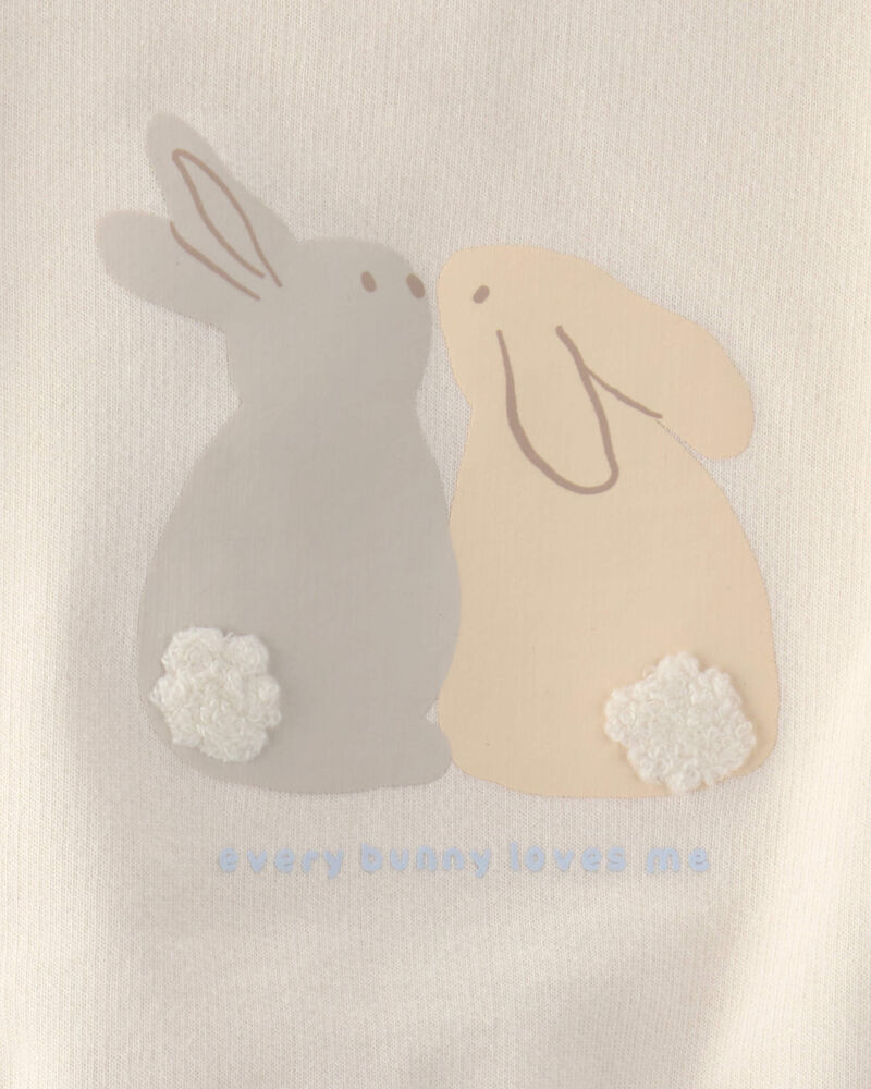Baby 2-Piece Easter Bunny French Terry Tee & Pant Set - Cream, image 4 of 6 slides