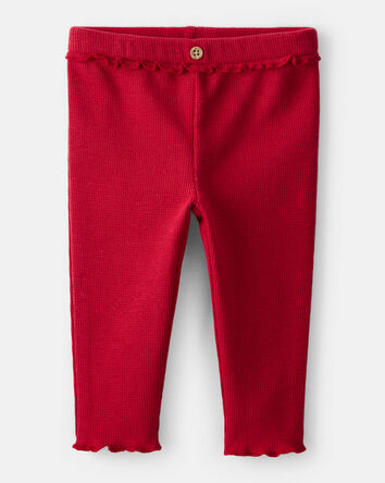 Baby Girl 2-Piece Candy Cane Ruffle Bodysuit & Pant Set - Cream/Red, 