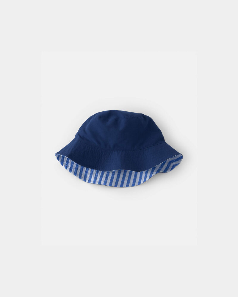 Toddler Boy Reversible Stripe Swim Hat - Blue, image 1 of 4 slides