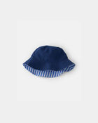 Toddler Boy Reversible Stripe Swim Hat - Blue, image 1 of 4 slides
