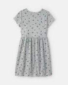 Girls Floral Short-Sleeve Dress - Grey, image 2 of 4 slides