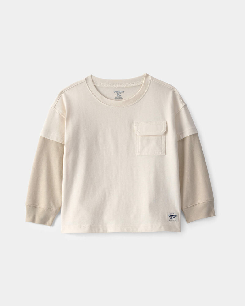 Toddler Boy Colorblock Long-Sleeve Tee - Tan, image 1 of 5 slides