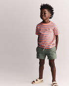 Toddler Boy Relaxed Tee in Stripes - Orange/Blue, image 3 of 6 slides