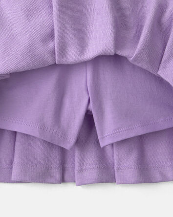 Girls French Terry Smocked Skort - Purple, 