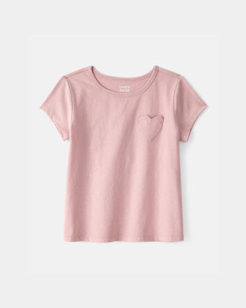 Tout-petit fille - Haut &agrave; poche en c&oelig;ur - Rose, 