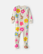 Baby Girl 1-Piece Floral 2-Way Zip DreamPlush Snug Fit Footed Pyjama, image 1 of 5 slides