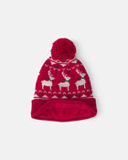 Toddler 2-Piece Fair Isle Christmas Beanie & Glove Set - Red, image 2 of 3 slides