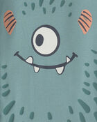 B&eacute;b&eacute; gar&ccedil;on - Pyjama ajust&eacute; 4 pi&egrave;ces en 100 % coton &agrave; motif monstre &ndash; Sarcelle/Cr&egrave;me, image 4 sur 6 diapositives