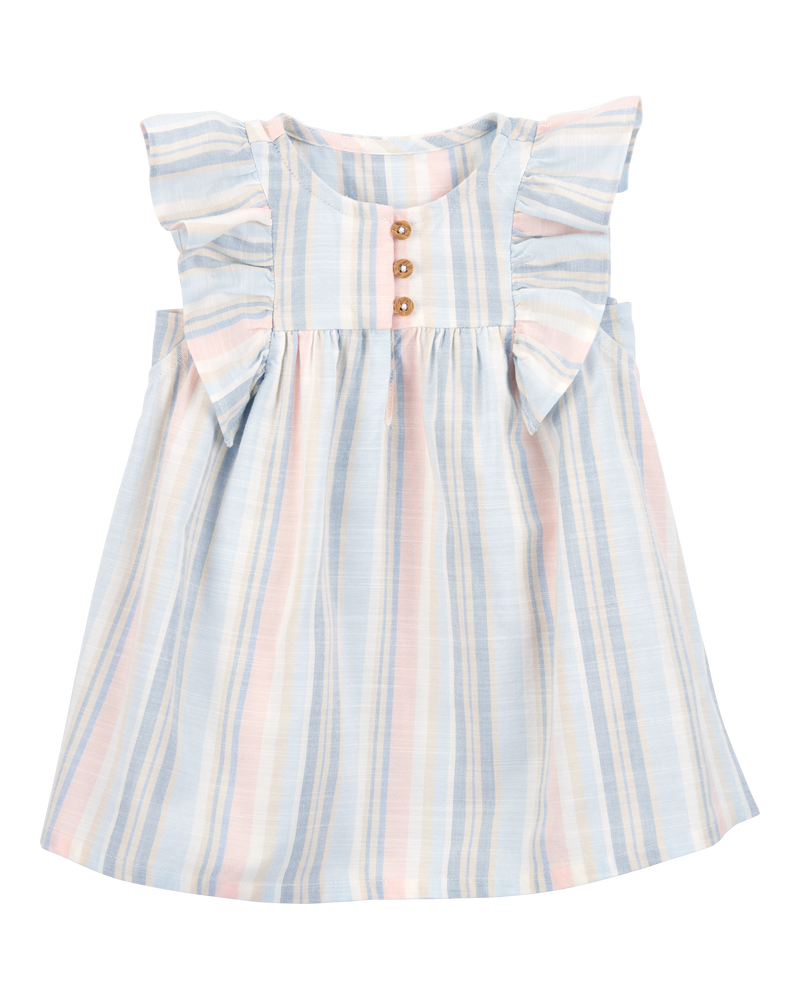 Baby Striped Flutter Sleeves Dress, image 1 of 5 slides