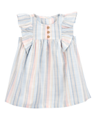 Baby Striped Flutter Sleeves Dress, image 1 of 5 slides