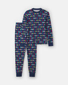 Adult 2-Piece 'Feliz Navidad' Christmas 100% Cotton Snug Fit Pyjama Set - Navy Blue, image 1 of 3 slides