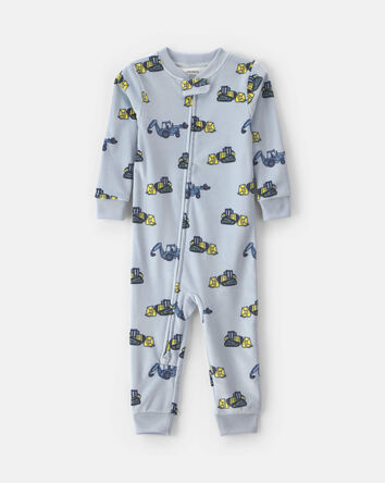 Tout-petit gar&ccedil;on - Pyjama ajust&eacute; 1 pi&egrave;ce en DreamPlush &agrave; motif construction - Bleu, 