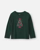 Girls Christmas Tree Long-Sleeve Graphic Tee - Green, image 1 of 3 slides