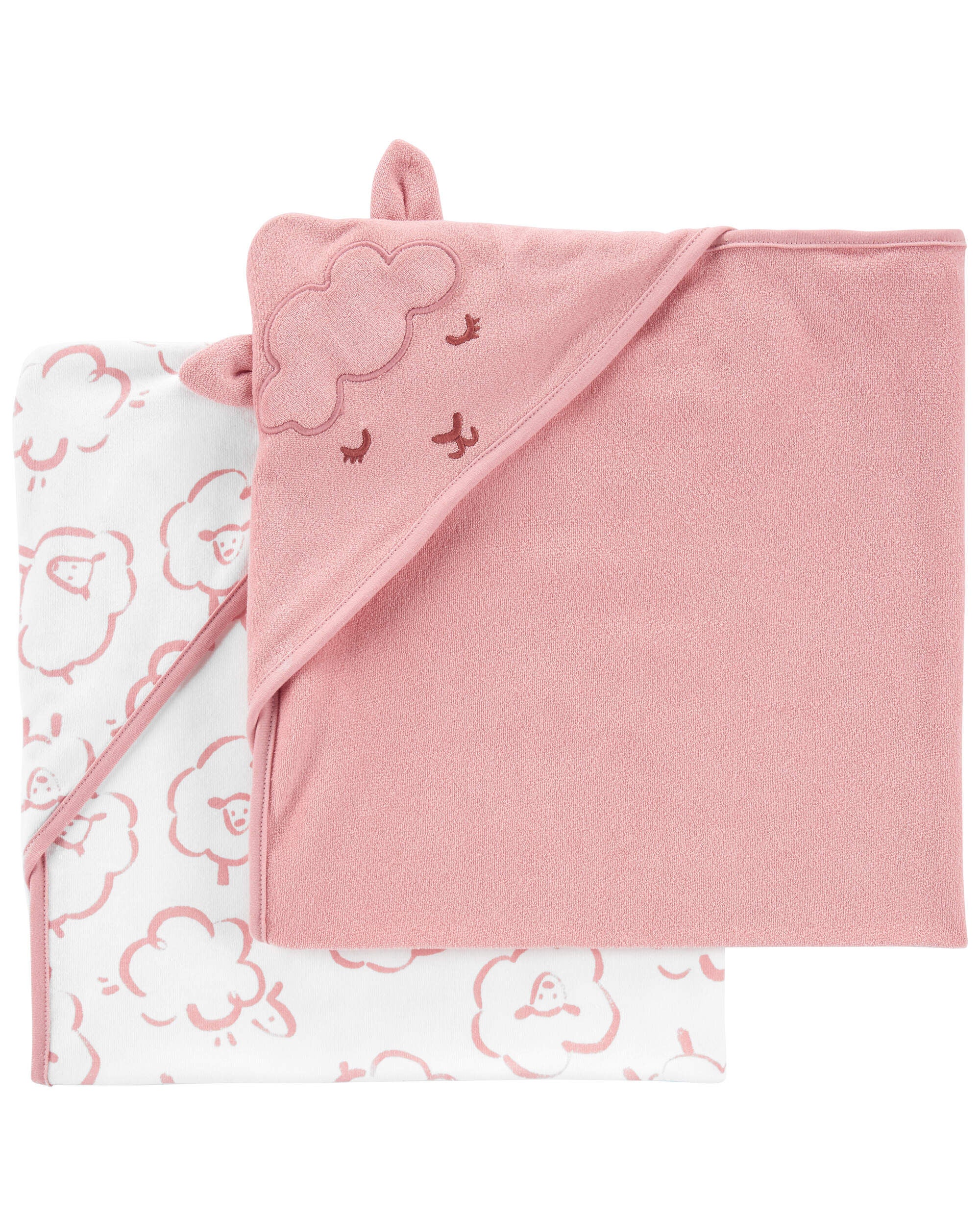 Pink White 2 Pack Hooded Towels Carter s Oshkosh Canada