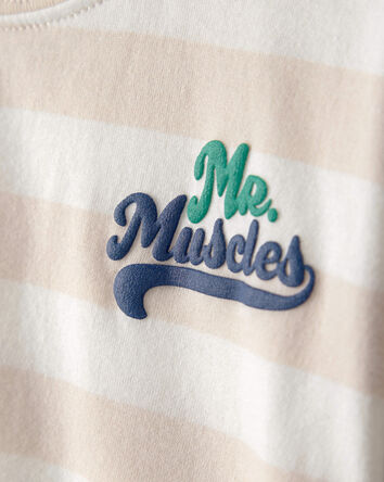 B&eacute;b&eacute; gar&ccedil;on - T-shirt &agrave; rayures &laquo;Mr. Muscles&raquo; - Beige, 
