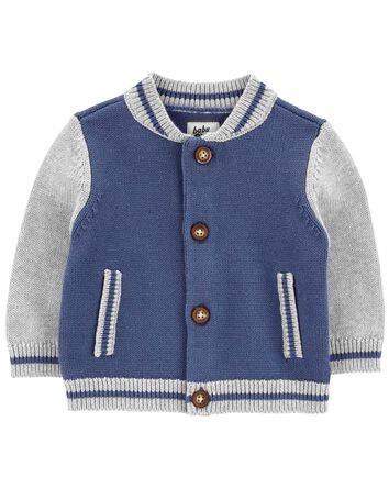 Sweater Knit Varsity Jacket, 
