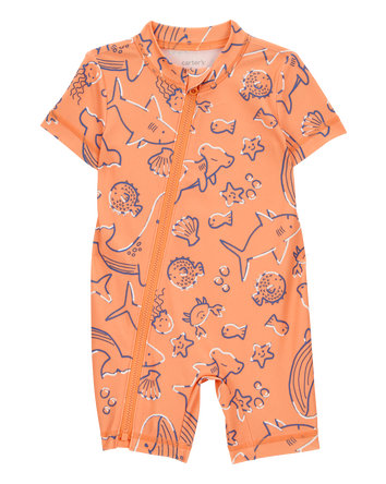 Baby 1-Piece Whale Print Rashguard, 