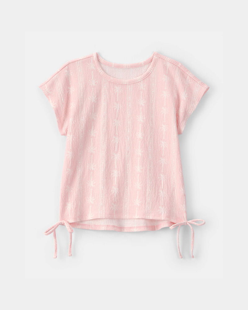 Filles - Haut en tissu froiss&eacute; &agrave; motifs de palmiers - Rose, image 1 sur 2 diapositives