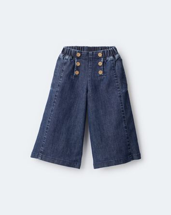 Tout-petit fille - Pantalon en denim &agrave; jambes larges de style urbain&nbsp;&ndash; Bleu, 