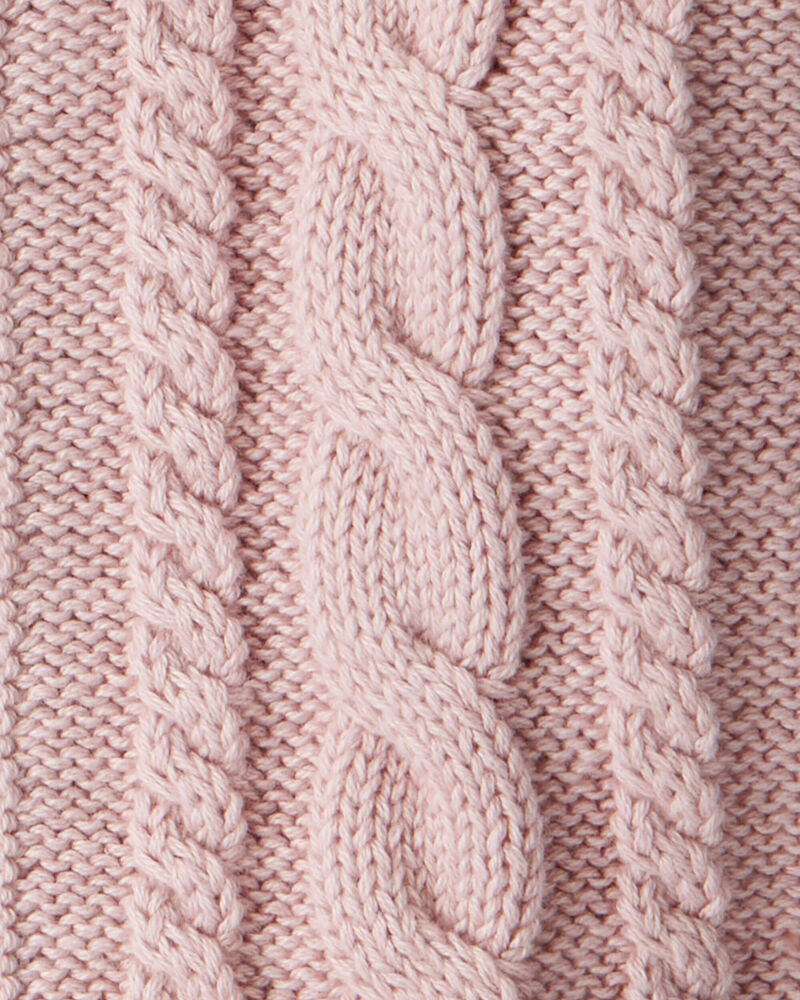 Baby Girl Organic Cotton Cable Knit Cardigan, image 3 of 4 slides