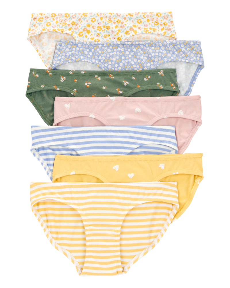 Emballage de 7 sous-v&ecirc;tements bikini extensibles &agrave; fleurs et c&oelig;urs, image 1 sur 1 diapositives