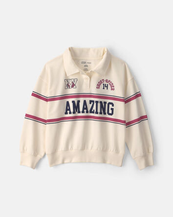 Filles - Chandail en jersey bouclette Spider-Man de &copy;Marvel - Cr&egrave;me, 